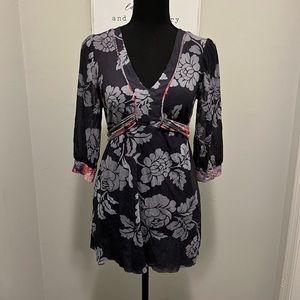 Grey Floral Blouse by Sweet Pea